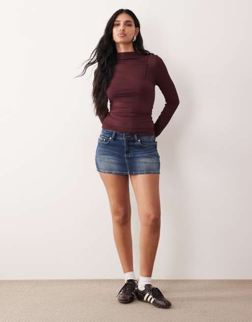 ASOS DESIGN - Gelaagde geruite top met lange mouwen in paars, 2 van 4