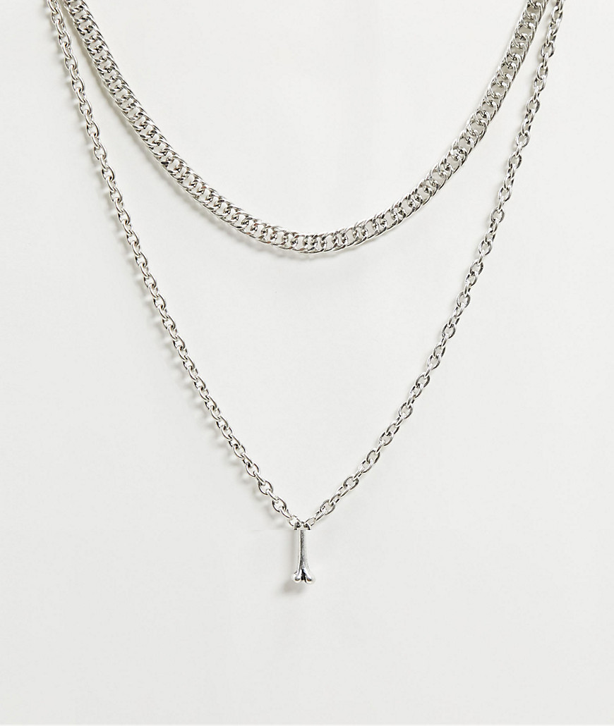 ASOS DESIGN - Gelaagde ketting met kruishanger in gepolijste zilveren kleur