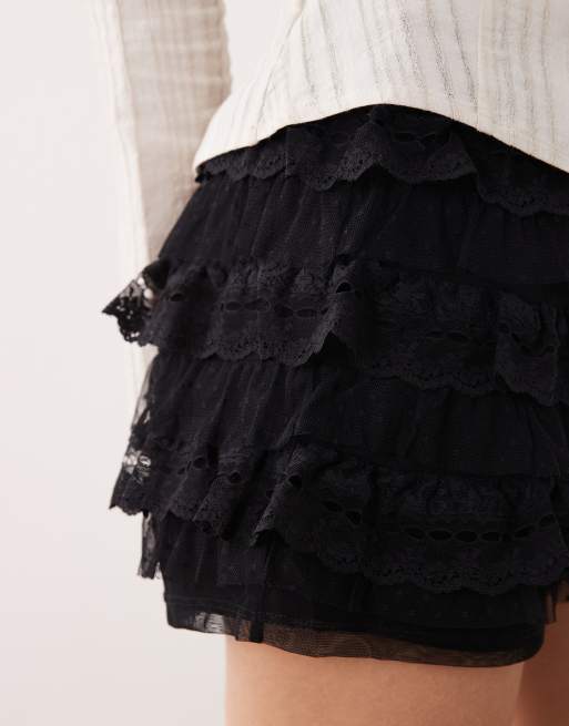 ASOS DESIGN - Gelaagde microshort met ruches in zwart, 4 van 5