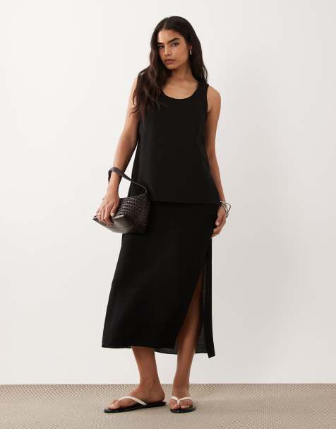 ASOS DESIGN - Gelaagde midi kokerjurk in zwart - view 1