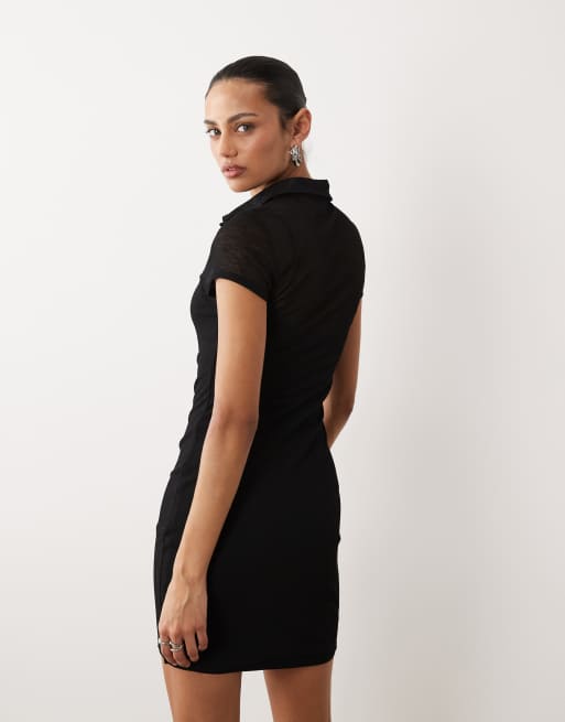 ASOS DESIGN - Gelaagde mini jurk met korte mouwen in zwart, 4 van 4