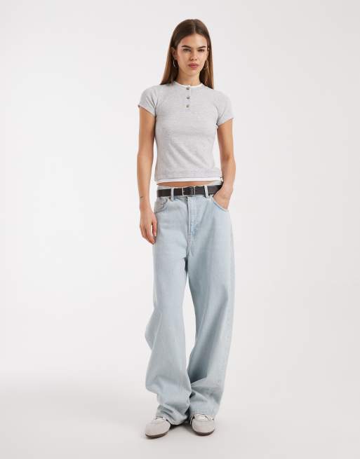 ASOS DESIGN - Gelaagde top met korte mouwen en knopen in grijs, 2 van 4
