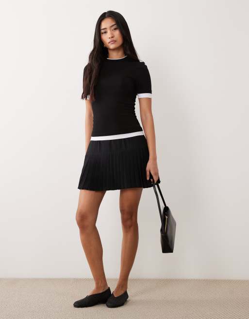 ASOS DESIGN - Gelaagde top met korte mouwen in zwart en wit, 2 van 4