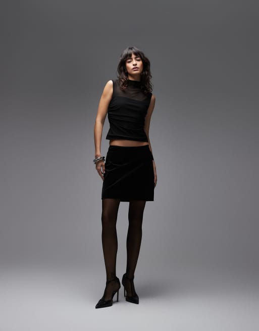 ASOS DESIGN - Gelaagde top met mesh en hoge hals in zwart, 2 van 4