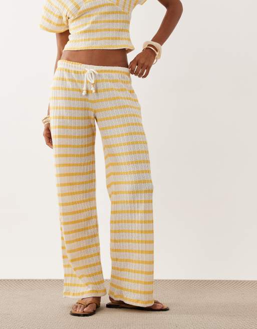 ASOS DESIGN – Gelb gestreifte Hose mit weitem Schnitt und Struktur, Kombiteil, 2 von 5