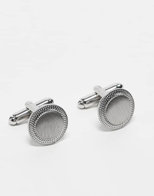 ASOS DESIGN - Gemelli rotondi color argento spazzolati