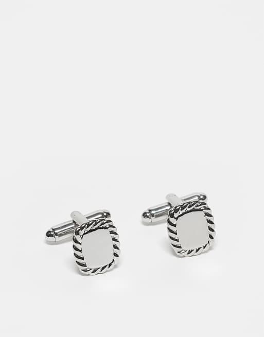 ASOS DESIGN - Gemelli tonalità argento rettangolari