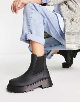 Asos Design Gemini Chelsea Wellie Boots In Black