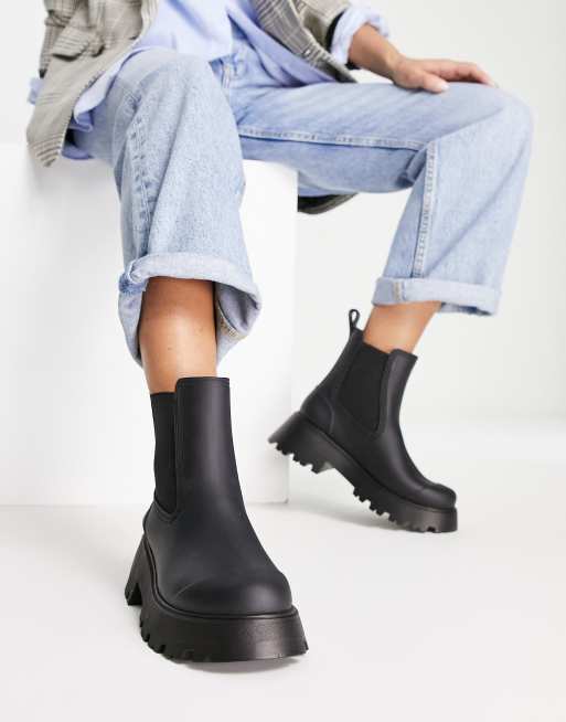 ASOS DESIGN Gemini chelsea wellie boots in black