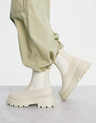 ASOS DESIGN Gemini chelsea wellie boots in stone - ASOS Price Checker