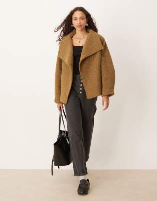 ASOS DESIGN - Gemütliche Oversize-Jacke in Olivgrün mit Stehkragen