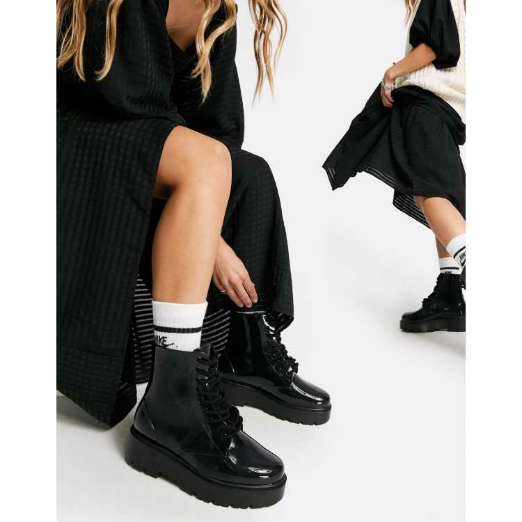 ASOS DESIGN Generate Bottes en caoutchouc lacets Noir ASOS