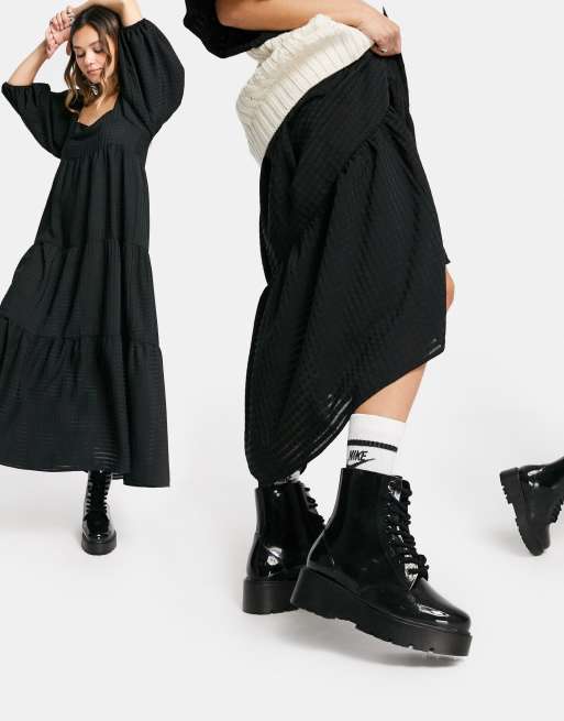 ASOS DESIGN - Generate - Stivali da pioggia stringati neri, 3 di 4