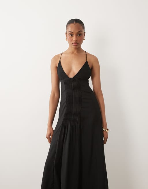 ASOS DESIGN - Genie - Vestido veraniego largo negro plisado de encaje, 2 de 4
