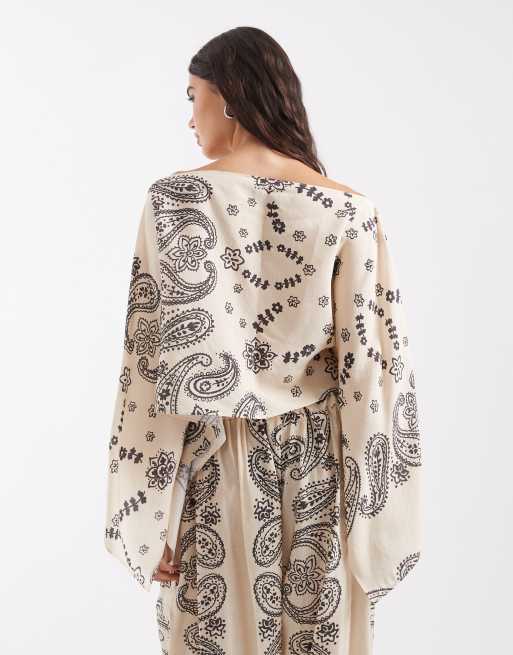 ASOS DESIGN gennemsigtig chiffon cape-top som del af sæt i bandana-print, 4 af 4