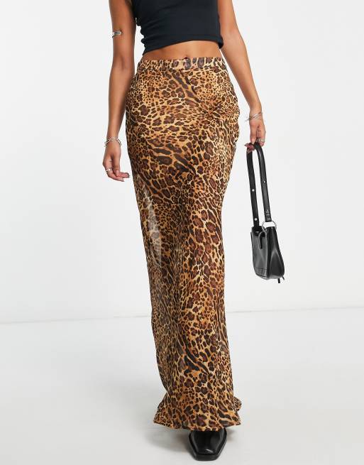 ASOS DESIGN - Gennemsigtig maxinederdel med leopardprint 