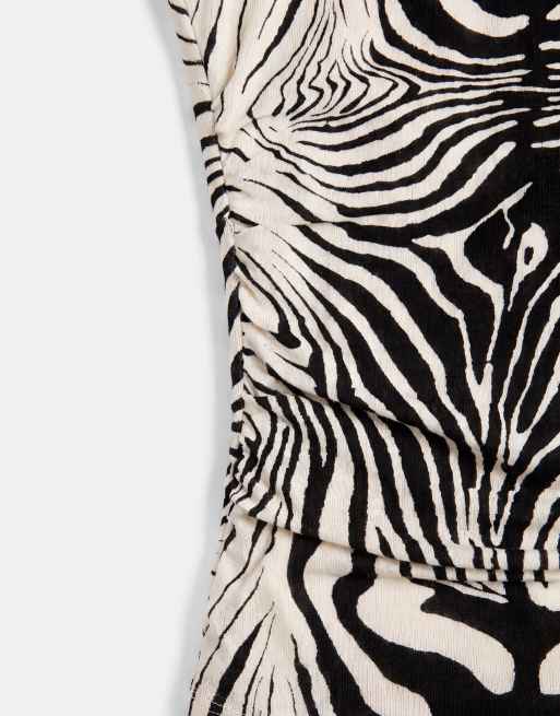 ASOS DESIGN gennemsigtig strikket top med blød overflade og rynket side i zebra, 8 af 8