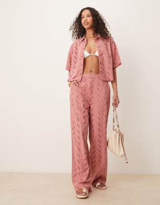 Asos Design Geo Eyelet Relaxed Pants