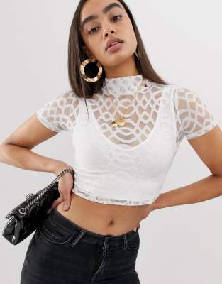 asos white mesh top