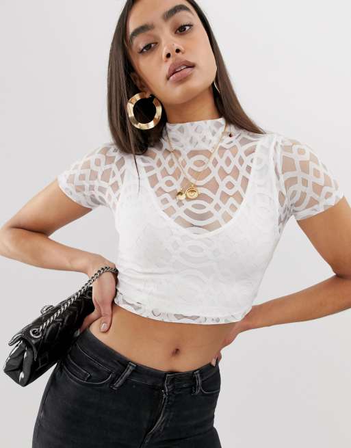 Mesh shirt best sale with bralette