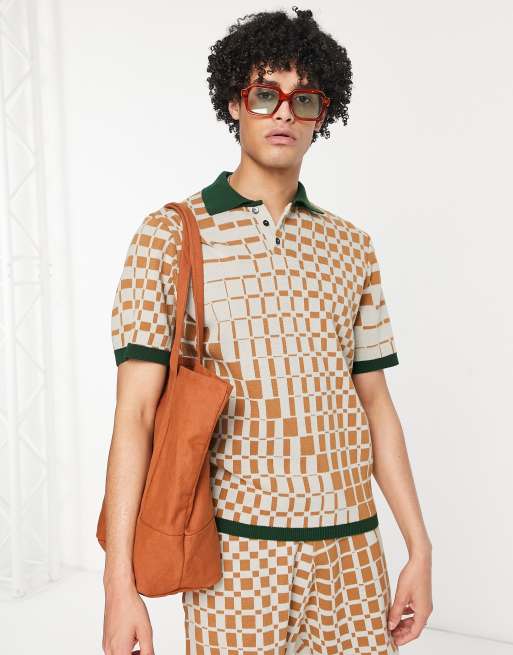 ASOS DESIGN geo print polo (part of a set) 
