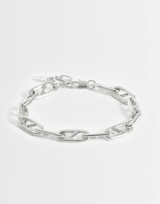 Asos Design Geometric Link Chain Bracelet In Metallic