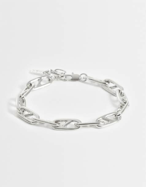 ASOS DESIGN geometric link chain bracelet in silver - view 1