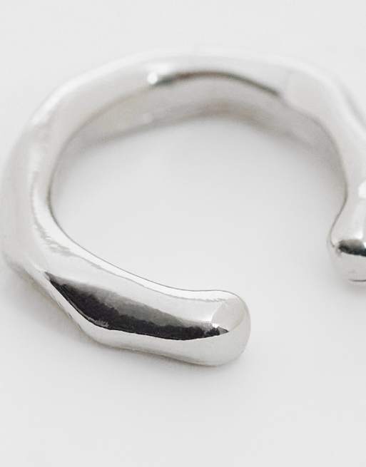 ASOS DESIGN geometric molten ear cuff in silver, 3 of 4