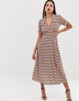 geometric print midi dress