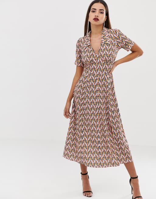 Geometric print 2024 midi dress