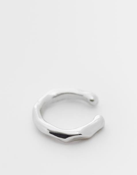 ASOS DESIGN - Geometrische gesmolten oorcuff in zilver - view 1