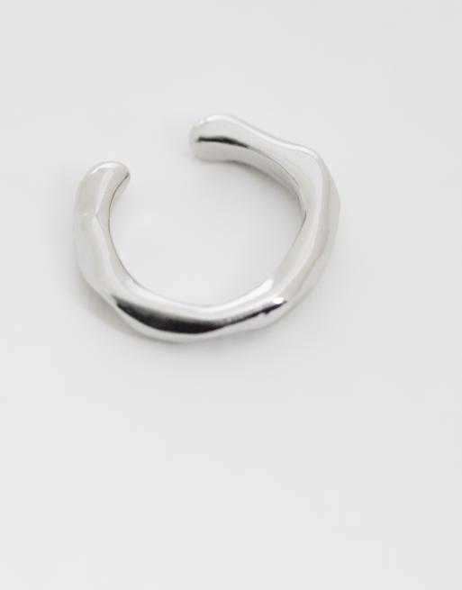 ASOS DESIGN - Geometrische gesmolten oorcuff in zilver, 4 van 4