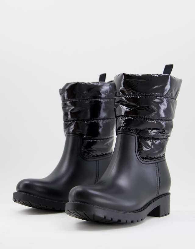 ASOS DESIGN George padded wellie boots in black