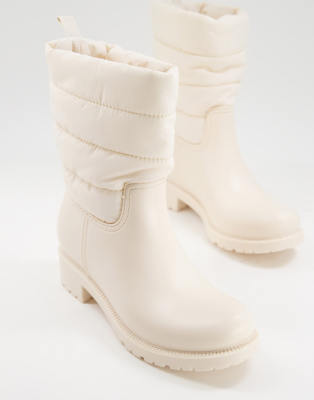 ASOS DESIGN George padded gumboots in cream - ASOS Price Checker