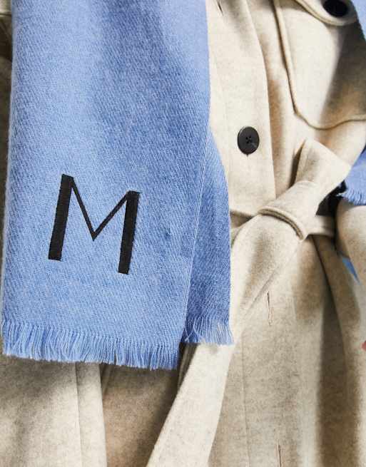 ASOS DESIGN - Gepersonaliseerde sjaal met letter 'M' in zwart - BLACK, 2 van 4