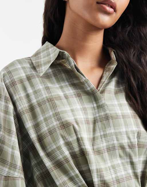 ASOS DESIGN - Geplooid geruit met ingenomen taille overhemd, 2 van 4