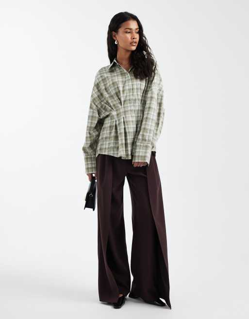 ASOS DESIGN - Geplooid geruit met ingenomen taille overhemd, 3 van 4