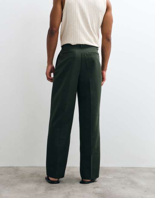 ASOS DESIGN geplooide broek met wijde pijpen in donkergroen, 5 van 5