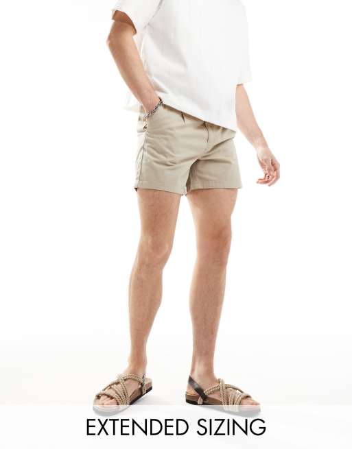 ASOS DESIGN - Geplooide chinoshort in lichtbruin