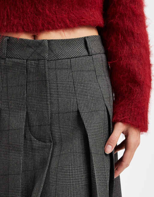 ASOS DESIGN - Geplooide geruite minirok in grijs, 5 van 5