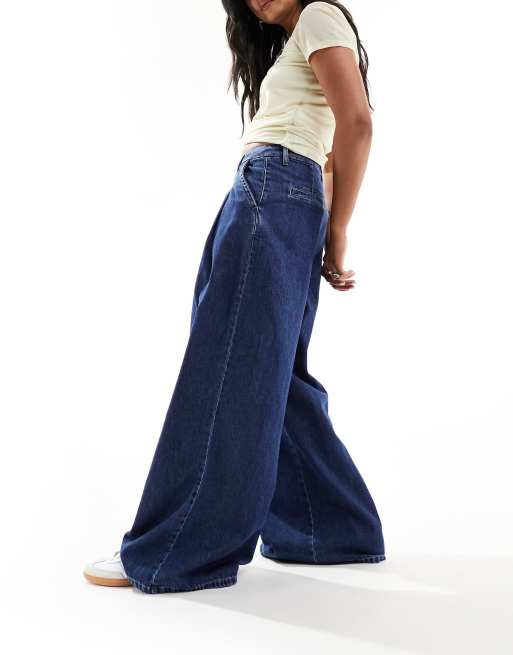 ASOS DESIGN - Geplooide jeans met wijde pijpen in rinse wash, 3 van 5