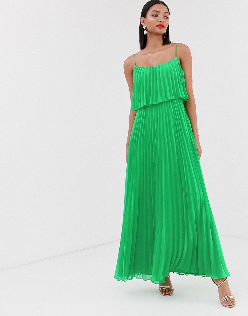ASOS DESIGN - Geplooide lange jurk met crop top-Groen