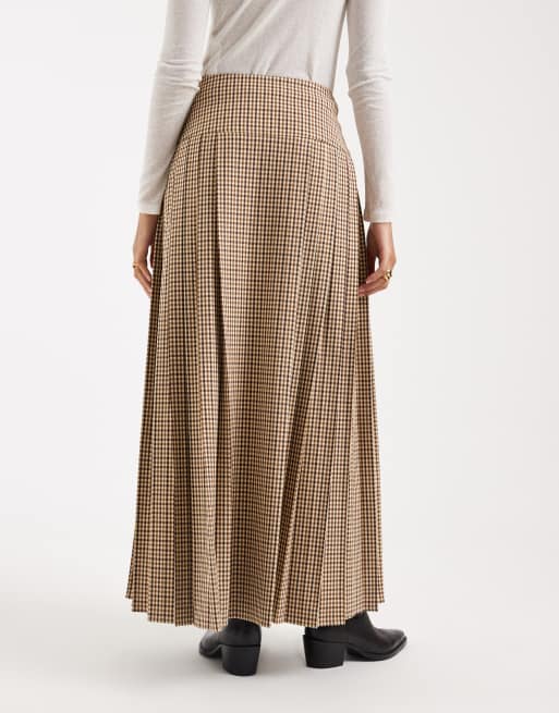 ASOS DESIGN - Geplooide maxi rok in microruit, 2 van 5