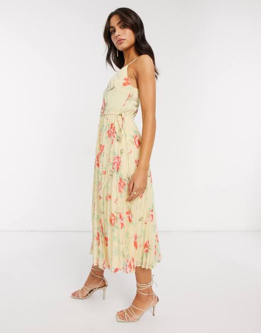 ASOS DESIGN - Geplooide midi-jurk met trekkoord en bloemenprint, 4 van 4