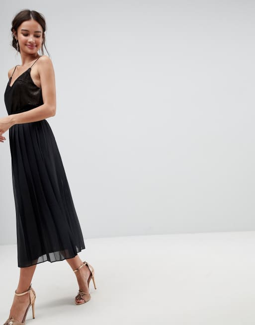 ASOS DESIGN - Geplooide midi-rok van chiffon met plooirand bij taille