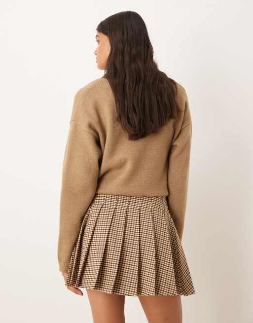 ASOS DESIGN - Geplooide mini rok in microruit, 4 van 5