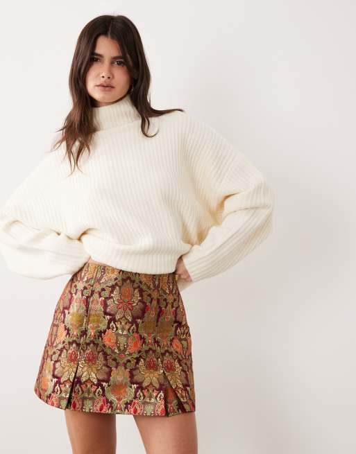 ASOS DESIGN geplooide minirok in jacquard, 2 van 5