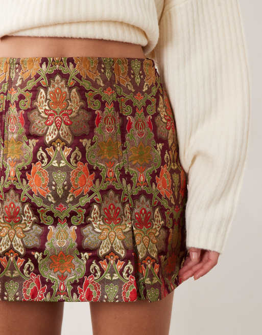 ASOS DESIGN geplooide minirok in jacquard, 3 van 5