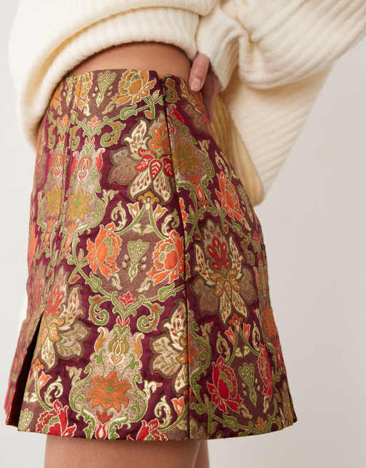ASOS DESIGN geplooide minirok in jacquard, 4 van 5