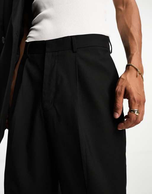 ASOS DESIGN - Geplooide pantalon met wijde pijpen in zwart, 2 van 5